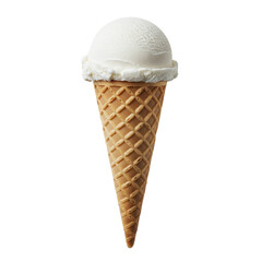 Vanilla ice cream cone with one scoop