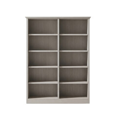 Empty wooden bookshelf on transparent background