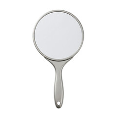 Silver round hand mirror isolated