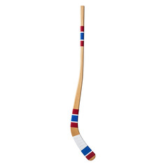 Vintage wooden hockey stick isolated