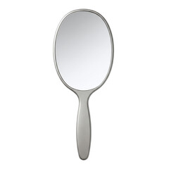Silver oval hand mirror isolated