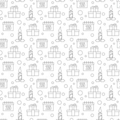 Clean seamless pattern in line art style with holiday elements. Perfect for cards, wrapping, invitations, packaging, and seasonal decor.