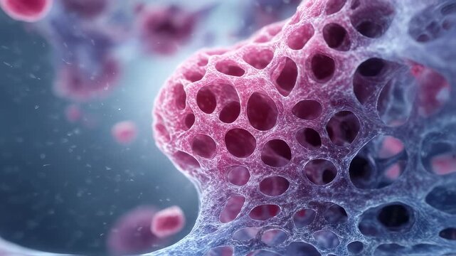 Animated medical infographic depicting the impact of hyperoxaluria on spleen and lung tissues through microscopic crystal growth.