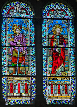 Stained Glass &ndash; Saints George and Isabella, Rochefort Church, Belgium