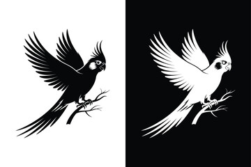 Obraz premium Cockatiel icon vector on White Background ,Vector Art Illustration on white background.