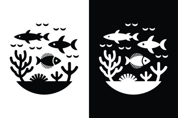 Marine life icon vector on White Background ,Vector Art Illustration on white background.