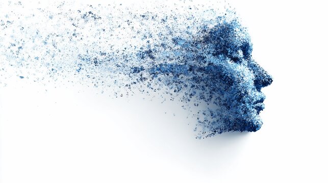 Digital portrait of a dissolving face