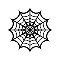Halloween full black silhouette of a spider web on a white background