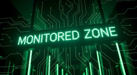 Monitored Zone Illuminated Sign Digital Safety Cybernetic Perimeter