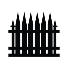 full black silhouette of a spiked fence on a white background