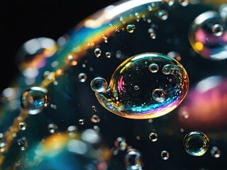 soap bubbles on black background