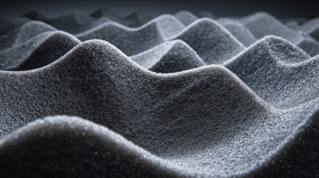 An acoustic foam pad slightly deformed in a wave-like pattern, simulating the effect of a passing bass frequency.