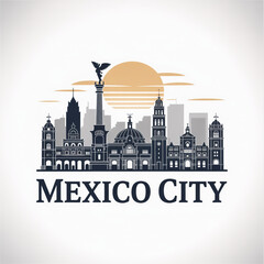 Naklejka premium Mexico City Skyline Silhouette - Minimalist Mexican Capital Vector Illustration