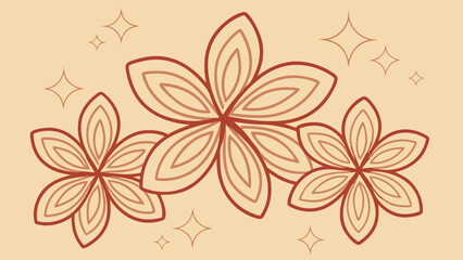 Decorative floral arrangement with outlined petals and sparkles on a cream background