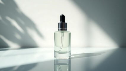 Naklejka premium Clear serum bottle mockup product photography for skincare beauty and cosmetic advertising and marketing