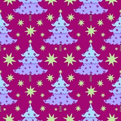 Obraz premium Christmas tree seamless winter pattern for wrapping paper and fabrics