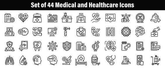 Set of 44 Medical and Healthcare Icons
