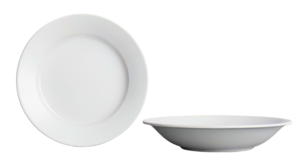 Elegant white plate and grey bowl set presented on a clean white background