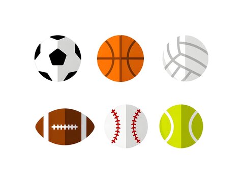 Vector illustration of various sports balls including soccer basketball and baseball