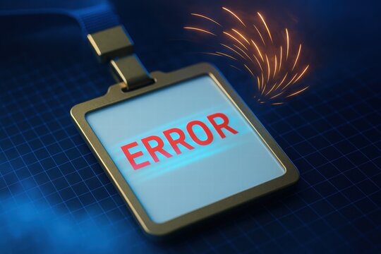 Visual Representation of a Digital Error with a Display Badge and Sparks on a Futuristic Background, Signifying Technical Malfunctions and Alerts