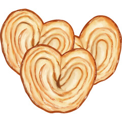 Watercolor Illustration of Palmier Pastries 