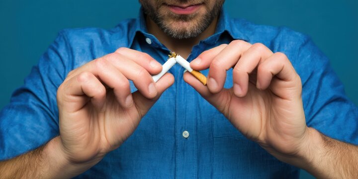 Breaking the habit with determination and strength during a health campaign on smoking cessation - Powered by Adobe