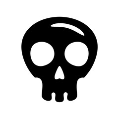 Simple black skull graphic with white eye sockets and nose cavity