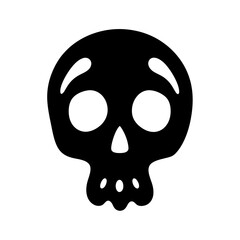 Minimalist Black Skull Illustration on White Background, Simple and Stylized Design