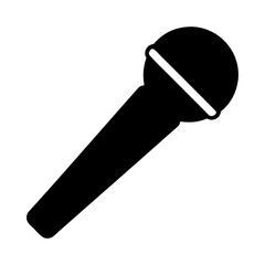 Black microphone silhouette icon representing vocal recording and public speaking instrument