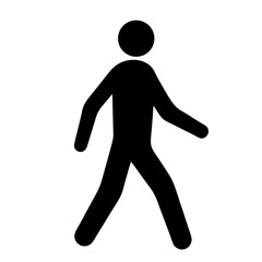 A Simple Black and White Image of a Pedestrian Walking Figure