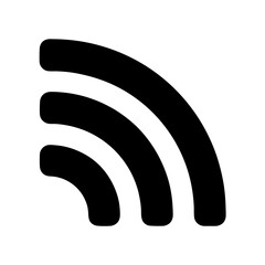 Black and white RSS feed icon with three curved lines signal