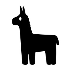 Simple Silhouette of a Horse or Donkey Pinata on White Background