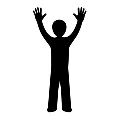Silhouette of a person with arms raised in a gesture of celebration