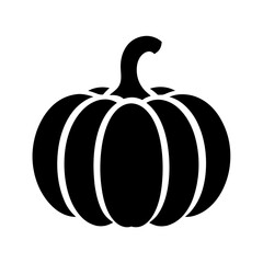 Stylized Black and White Pumpkin Silhouette, Vector Design for Halloween Autumn