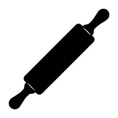 Black silhouette of a rolling pin isolated on white background design element