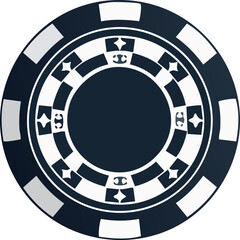 Naklejka premium Black and white poker chip illustration
