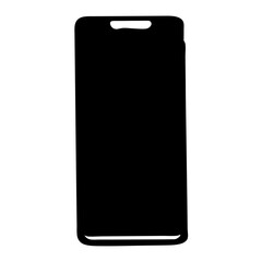 Black smartphone silhouette against white background, representing modern technology and connectivity