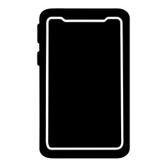 Silhouette of a modern smartphone with a notched display design is shown
