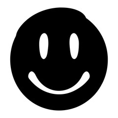 Simple black and white drawing of a cartoon smiling face icon