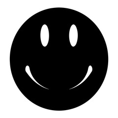 Monochrome happy smiley face with a round head expressing joyfulness