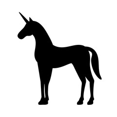 Mystical Unicorn Silhouette Standing Proudly Against a White Background Displaying Power