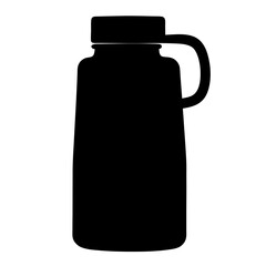 Black silhouette of a reusable water bottle with handle and lid