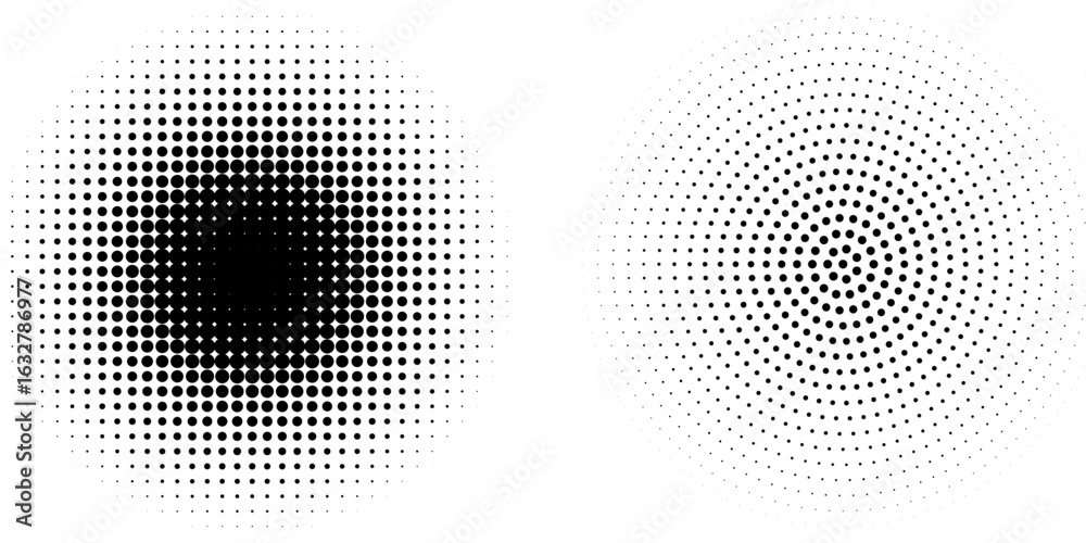 Wall mural set of black halftone dots backgrounds. vector modern dots halftone,pop art comic style gradient cir