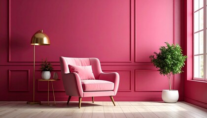 Pink Velvet Armchair in a Modern Interior Design