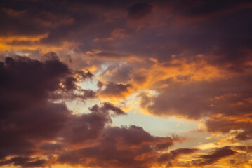 Colorful cloudscape during sunset in Poland