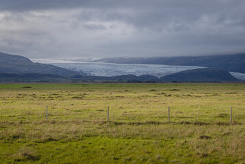 Toungue of Flaajokull glacier in southeastern Iceland