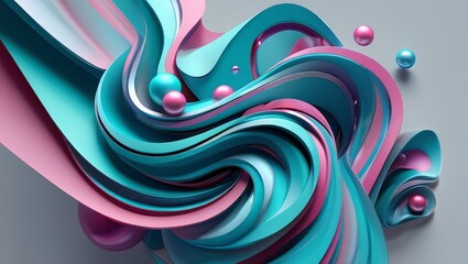Abstract art wallpaper background swirl design pink and teal color scheme render art