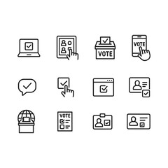 Fototapeta premium Voting and Election Vector Icons Set Flat