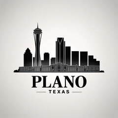 Fototapeta premium Plano Skyline Silhouette - Suburban City in North Texas Vector Illustration