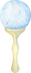 Baby rattle, watercolor. Hand drawn illustration on isolated white background. 